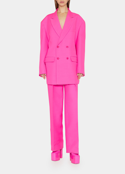 Shop Valentino Double-breasted Oversized Blazer Jacket In Pink