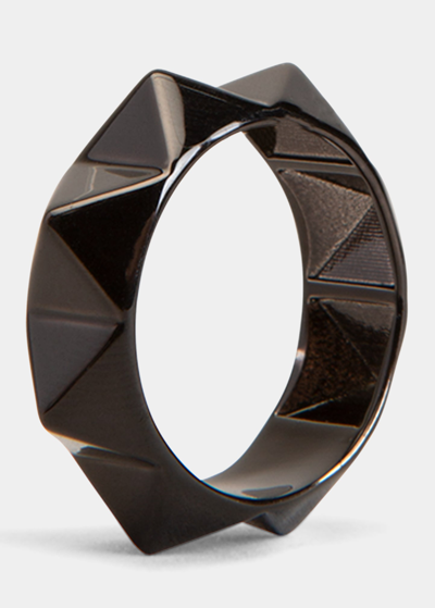 Shop Valentino Men's Rockstud Ring In Black