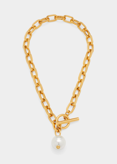 Shop Ben-amun Gold Chain Toggle Necklace With Pearly Drop