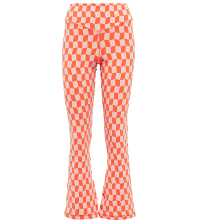 Shop The Upside Yosemite Thia Checked Flared Pants In Nectarine Petal