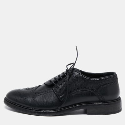Pre-owned Burberry Black Brogue Leather Rayford Derby Size 43