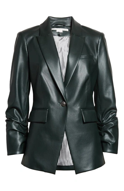 Shop Veronica Beard Hollis Faux Leather Dickey Jacket In Emerald