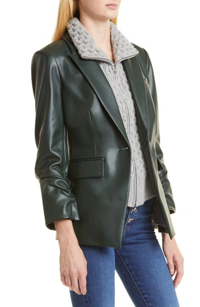 Shop Veronica Beard Hollis Faux Leather Dickey Jacket In Emerald