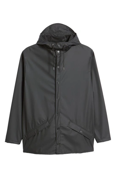 Shop Rains Waterproof Longline Jacket In 01 Black