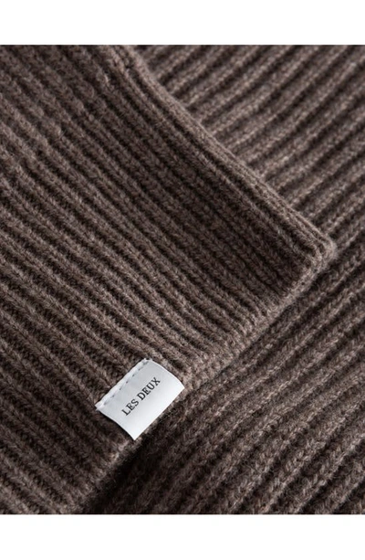 Shop Les Deux Eddie Rib Merino Wool Turtleneck Sweater In Mountain Grey Melange