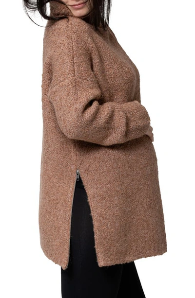Nom Maternity Lia Check Maternity/nursing Sweater In Mocha