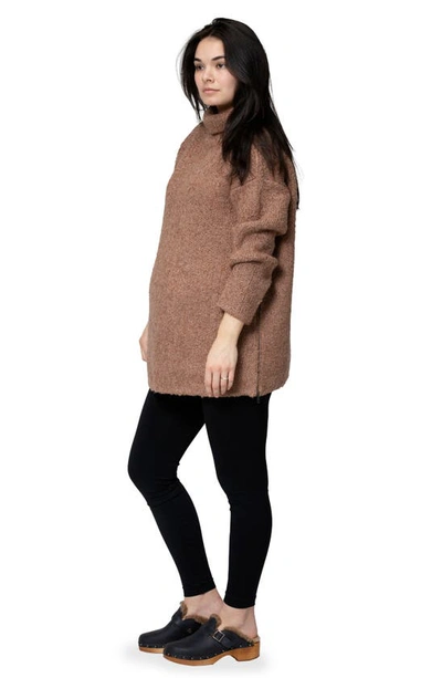 Nom Maternity Lia Check Maternity/nursing Sweater In Mocha