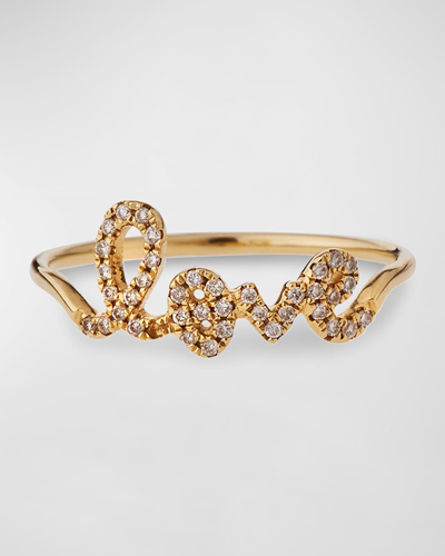 Shop Sydney Evan 14k Gold Diamond Love Script Ring In Yellow Gold