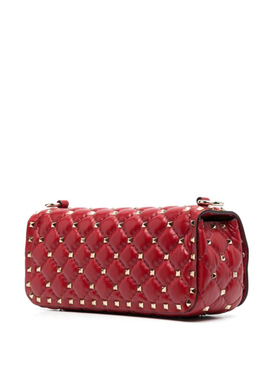 Shop Valentino Rockstud Spike Leather Shoulder Bag In Red