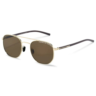 Shop Porsche Design Brown Navigator Mens Sunglasses P8695 B 51 In Brown,gold Tone