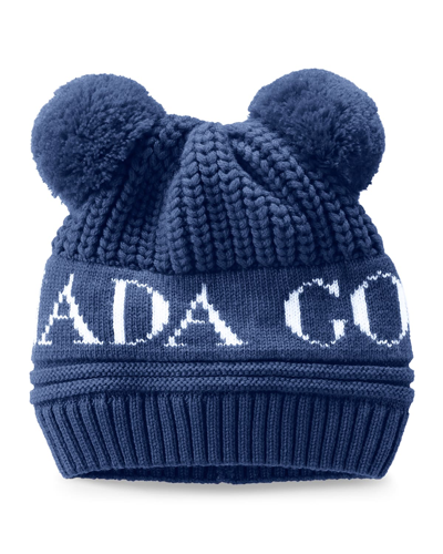 Shop Canada Goose Kid's Double Pompom Beanie Hat, Baby In Blue