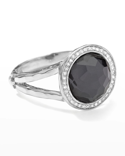Shop Ippolita Mini Ring In Sterling Silver With Diamonds In Hematite
