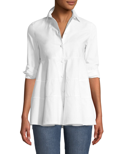 Shop Co Tiered Button-front Blouse In Glacier