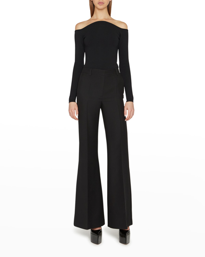 Shop Valentino Arched Off-the-shoulder Sweater In Black