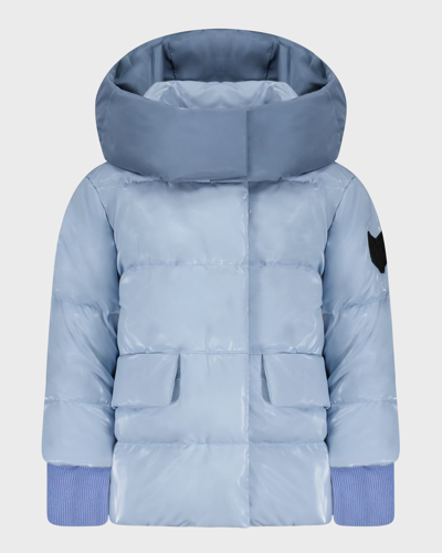 Shop Scotch Bonnet Outerwear Kid's Quilted High Collar Tonal Down Coat In Blue