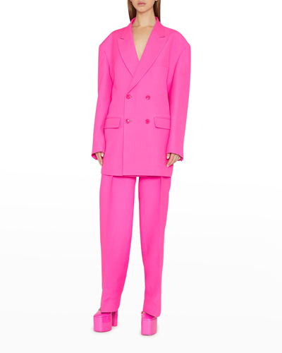 Shop Valentino Double-breasted Oversized Blazer Jacket In Pink