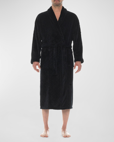 Shop Majestic Men's Crossroads Jacquard Shawl Robe In Black