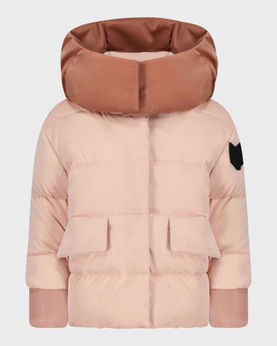 Shop Scotch Bonnet Outerwear Kid's Quilted High Collar Tonal Down Coat In Pink