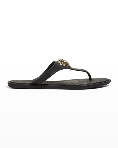 Medusa leather thong sandals in black - Versace