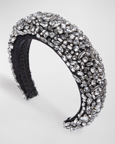 Shop Jennifer Behr Medici Glass Crystals Headband In Black