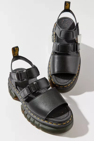 Shop Dr. Martens' Ricki Leather 3-strap Platform Sandal In Black