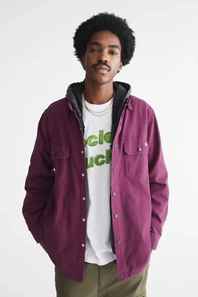 Shop Dickies Flannel Lined Duck Canvas Shirt Jacket In Dark Purple