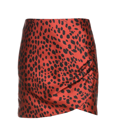 Shop Just Cavalli High-waist Leopard-printed Mini Skirt In Rosso