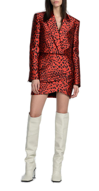 Shop Just Cavalli High-waist Leopard-printed Mini Skirt In Rosso