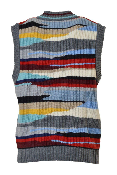 Shop Missoni V-neck Abstract Pattern Knit Vest In Multicolour
