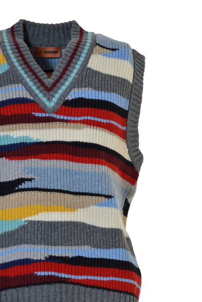 Shop Missoni V-neck Abstract Pattern Knit Vest In Multicolour