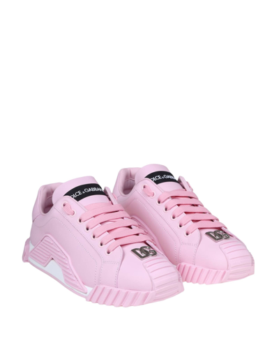 Shop Dolce & Gabbana Sneakers In Pink Color Leather