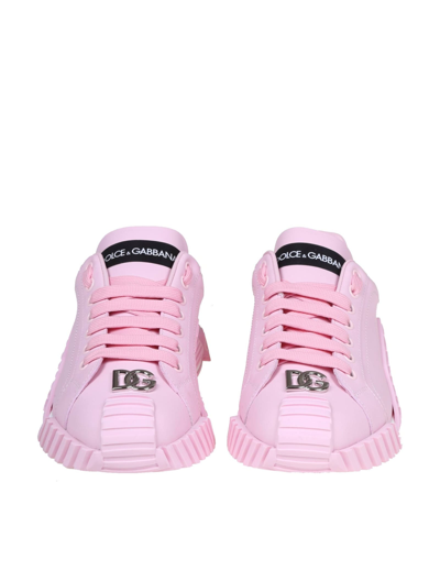 Shop Dolce & Gabbana Sneakers In Pink Color Leather