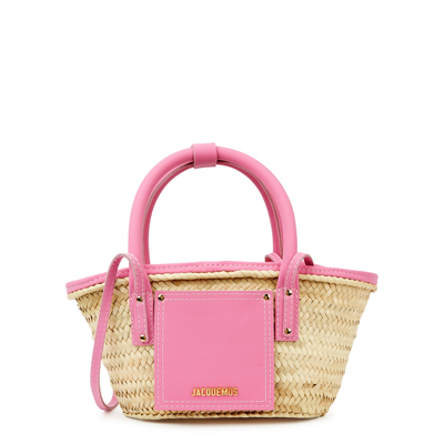 Shop Jacquemus Le Petit Panier Soli Woven Raffia Basket Bag, Bag, Pink In Light Pink