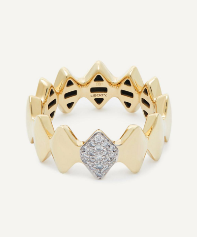 Shop Liberty 9ct Gold The Mark Rhombus Section Pave Diamond Ring