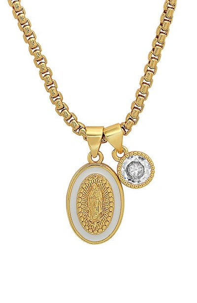 Shop Hmy Jewelry 18k Gold Plated Enamel & Crystal Necklace In Yellow