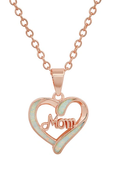 Shop Hmy Jewelry 18k Rose Gold Plated Opalite 'mom' Necklace In Pink