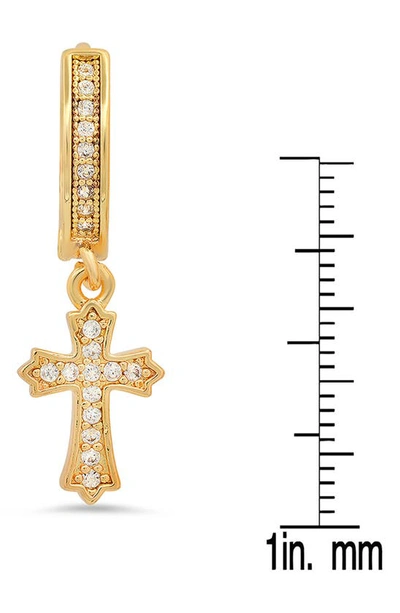 Shop Hmy Jewelry 18k Gold Plated Crystal Cross Hoop Earrings In Yellow