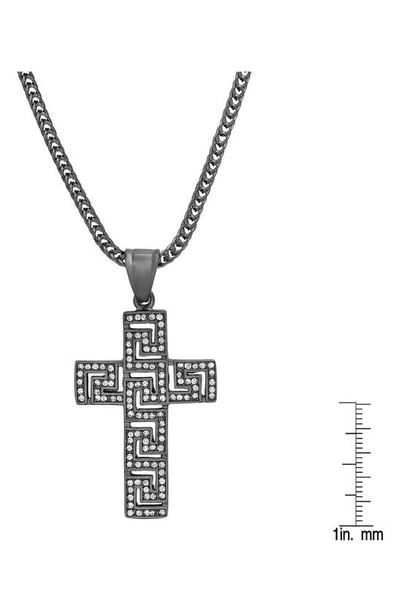 Shop Hmy Jewelry Stainless Steel Crystal Cross Necklace In Black