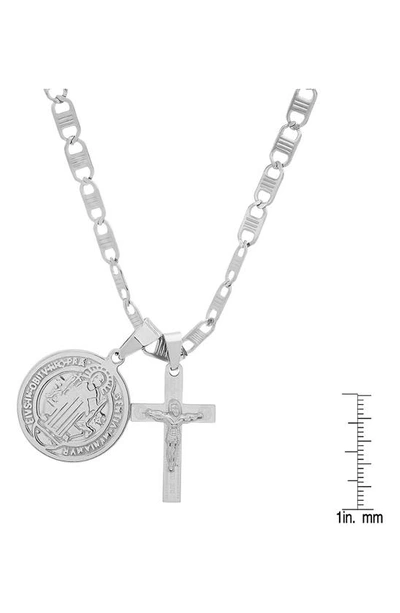Shop Hmy Jewelry Stainless Steel Cross Necklace In Metallic