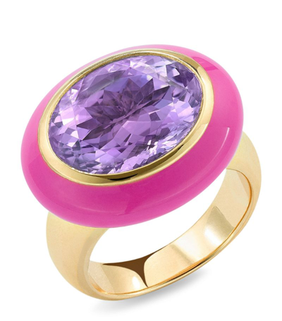Shop Robinson Pelham Yellow Gold And Amethyst Arena Ring