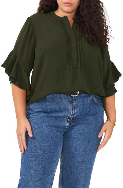 Shop Vince Camuto Ruffle Sleeve Blouse In Pine Forest