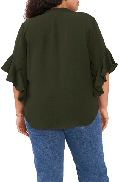 Shop Vince Camuto Ruffle Sleeve Blouse In Pine Forest