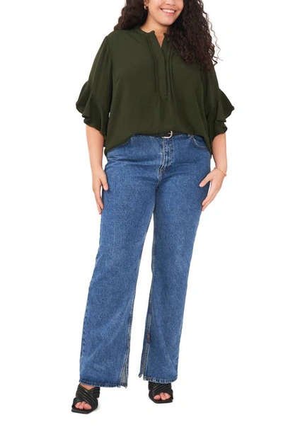 Shop Vince Camuto Ruffle Sleeve Blouse In Pine Forest