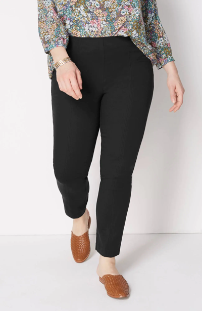 Jjill J.jill Essential Cotton-stretch Pants In Black