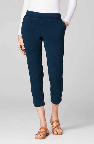 Shop Jjill J.jill Pure Jill Indigo Knit Cropped Slim-leg Jeans In Everyday Wash