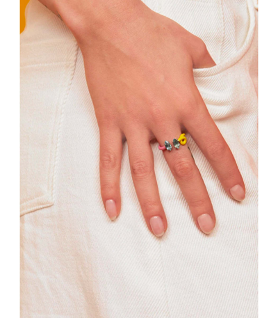 Shop Bea Bongiasca Double B Vine Ring In Yellow/pink