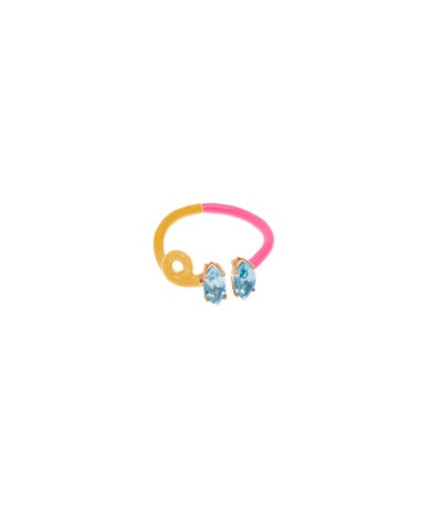 Shop Bea Bongiasca Double B Vine Ring In Yellow/pink