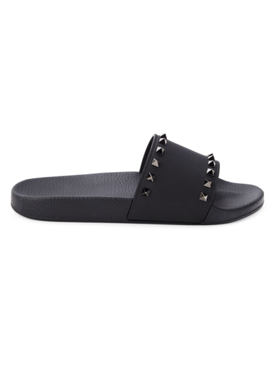 Shop Valentino Men's Rockstud Slides In Nero