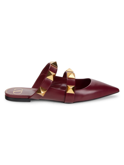 Shop Valentino Women's Rockstud Pointed Toe Mules In Cerise