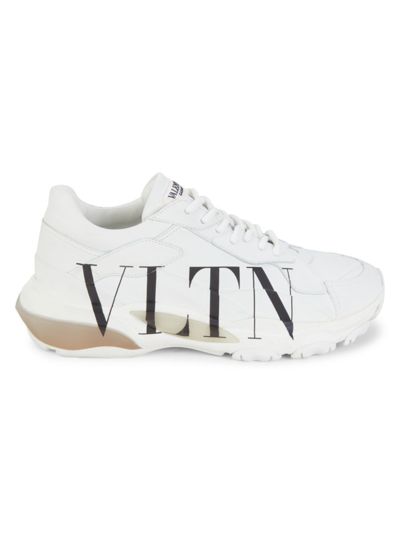 Shop Valentino Men's Vltn Chunky Leather Sneakers In Black White